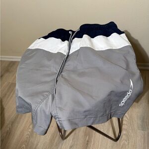 Speedo Gray and White Swim Shorts